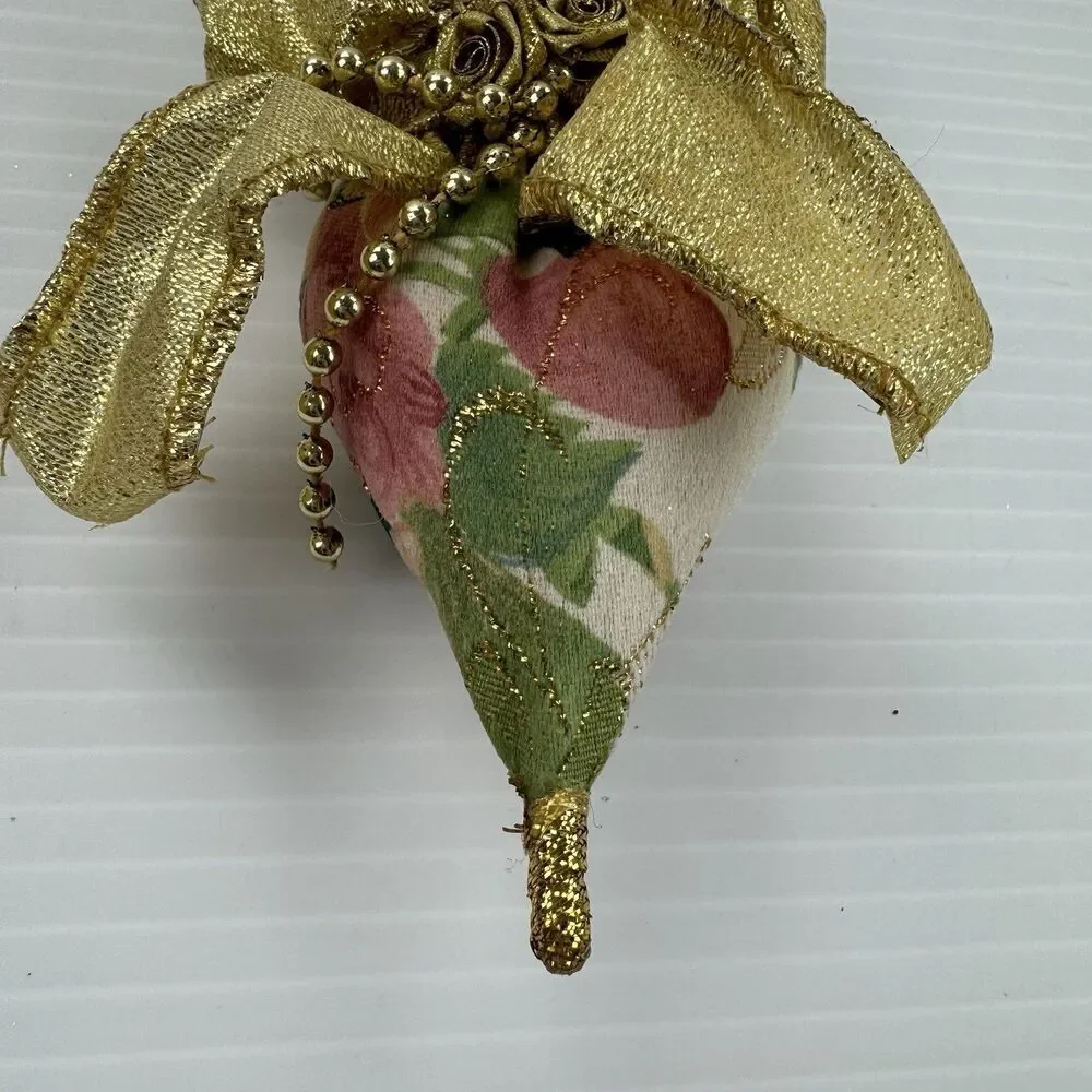 Bradford Novelty Victorian Hat & Parasol Ornaments Gold Lace Floral Fabric Set